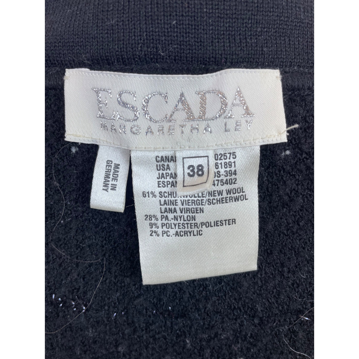 Escada Black & White Virgin Wool Jacket With Pearl Buttons Womens Size 38