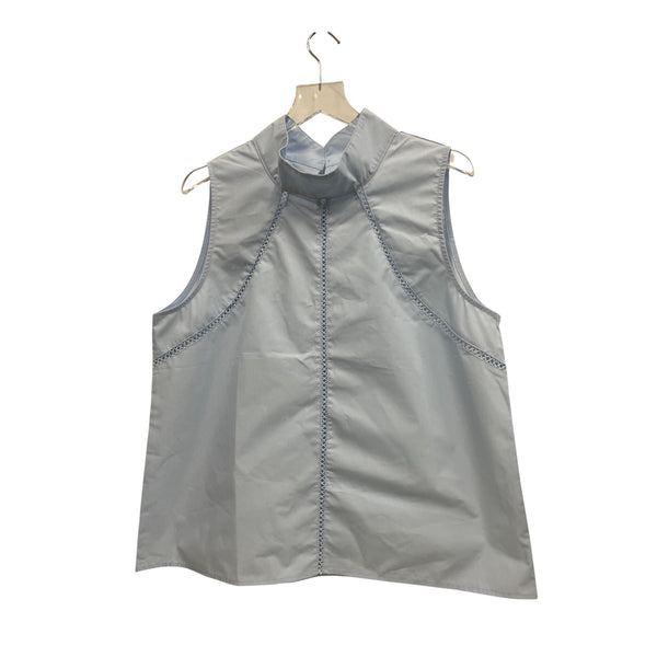 Sleeveless Light Blue Womens Polyester Top With Embroidered Detailing Size XL