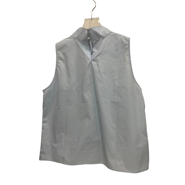 Sleeveless Light Blue Womens Polyester Top With Embroidered Detailing Size XL