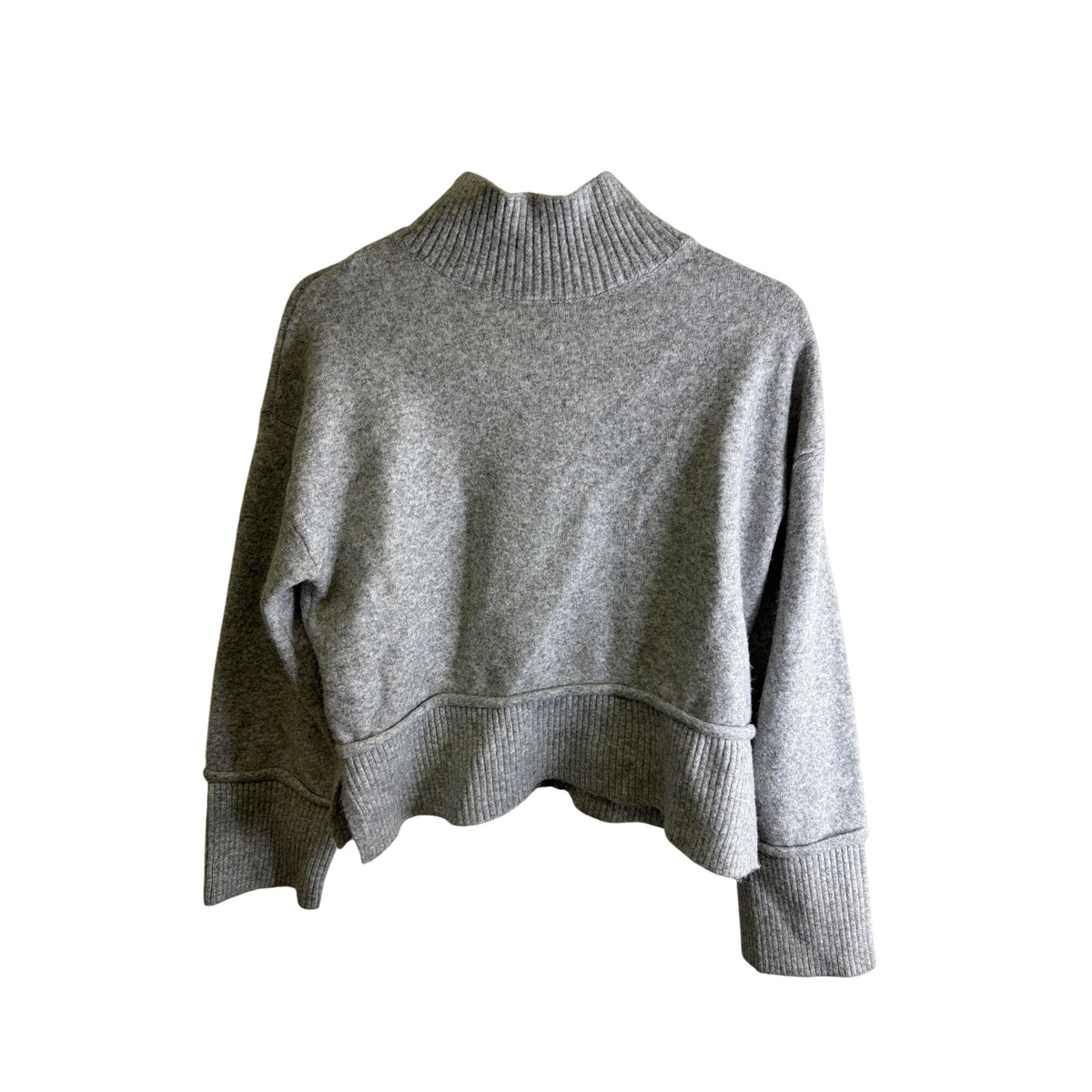 Marled Womens Gray Wool Blend Knit Mock Turtleneck Sweater Size M Ribbed Hem & Cuffs