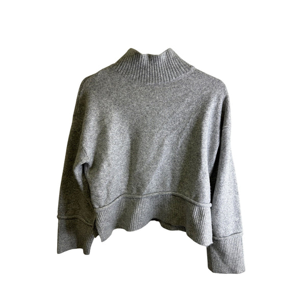 Marled Womens Gray Wool Blend Knit Mock Turtleneck Sweater Size M Ribbed Hem & Cuffs