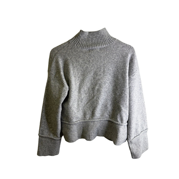 Marled Womens Gray Wool Blend Knit Mock Turtleneck Sweater Size M Ribbed Hem & Cuffs