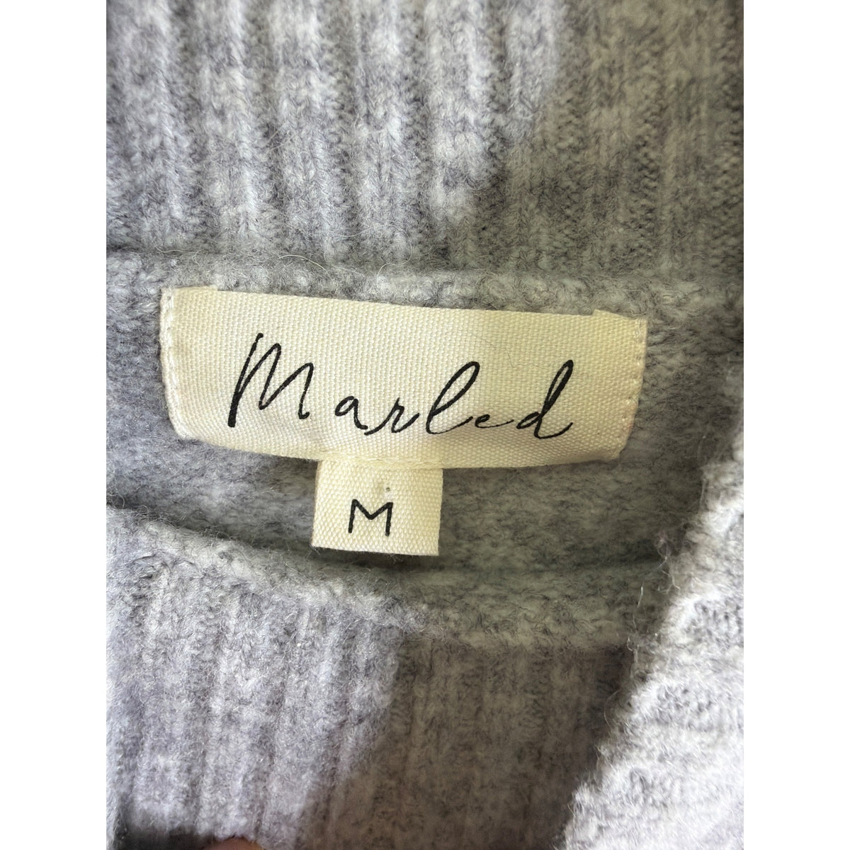 Marled Womens Gray Wool Blend Knit Mock Turtleneck Sweater Size M Ribbed Hem & Cuffs