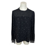 Lucky Brand Womens Black & White Polka Dot Long Sleeve Blouse Sz M