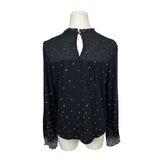 Lucky Brand Womens Black & White Polka Dot Long Sleeve Blouse Sz M