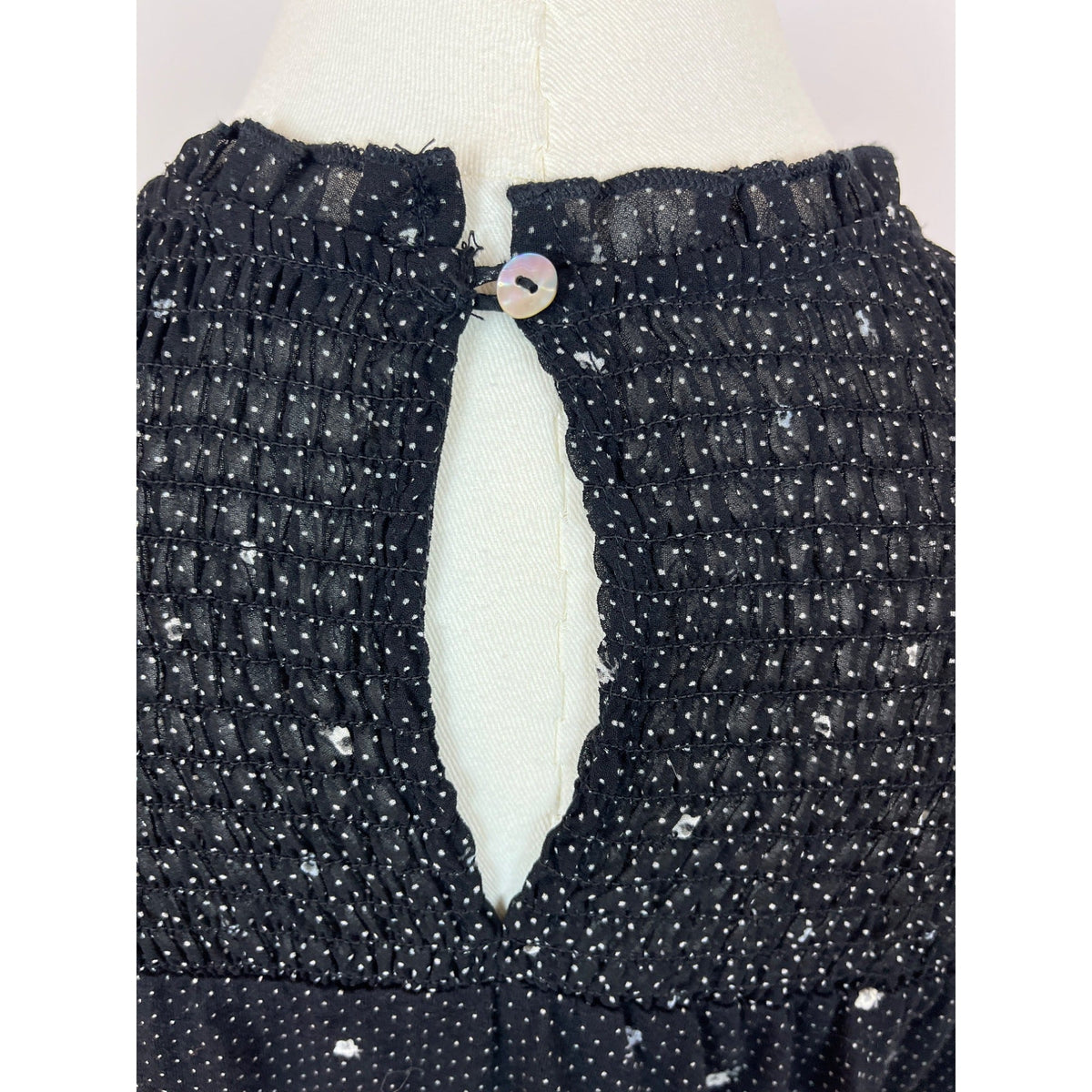 Lucky Brand Womens Black & White Polka Dot Long Sleeve Blouse Sz M