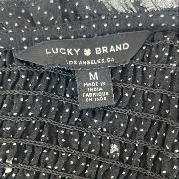 Lucky Brand Womens Black & White Polka Dot Long Sleeve Blouse Sz M