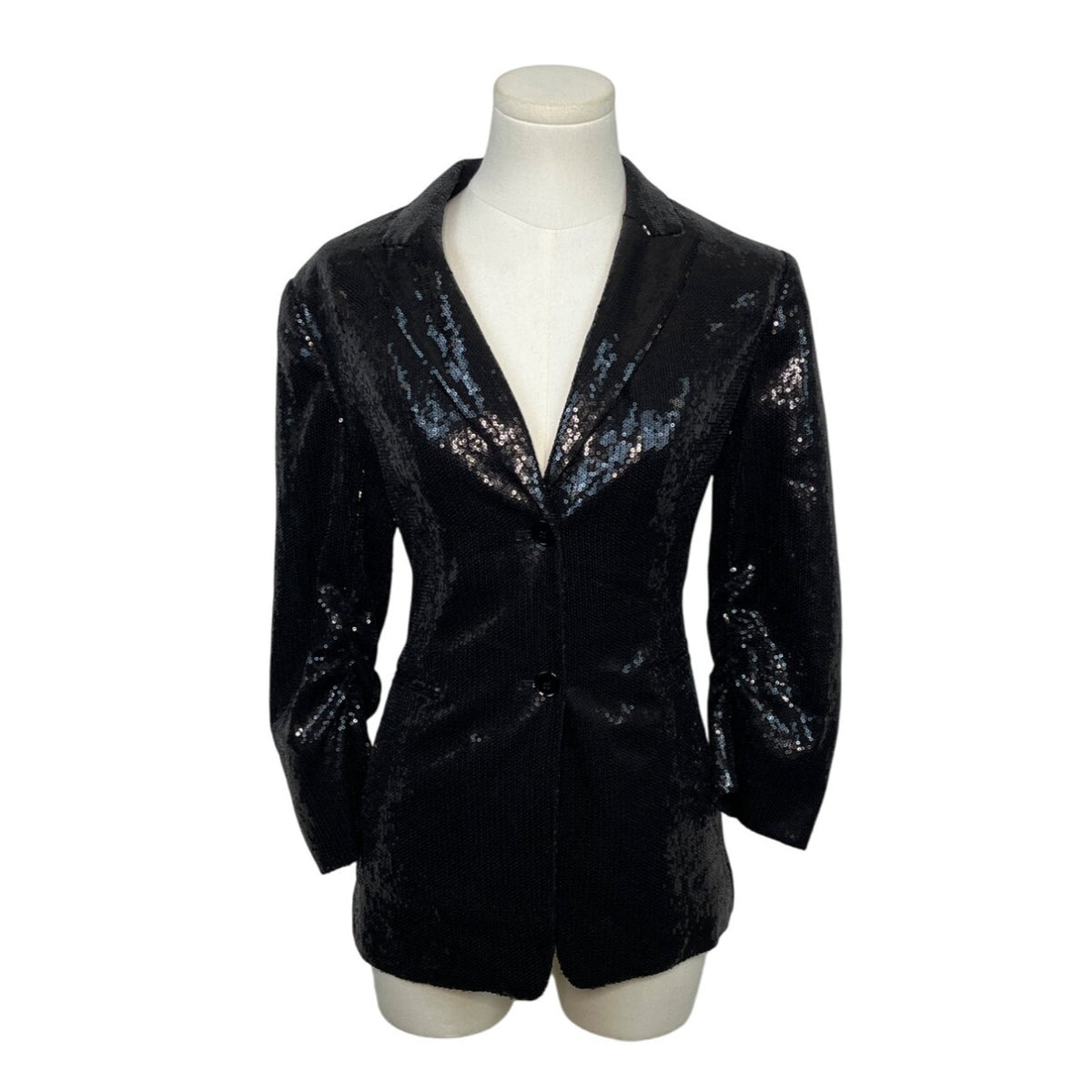 Calvin Klein Womens Black Sequin Blazer With Peak Lapel Size 8