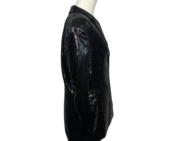 Calvin Klein Women's Black Sequin Blazer With Peak Lapel Size 8