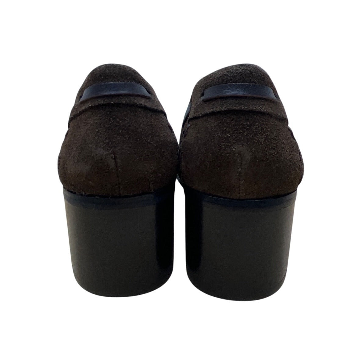 Somethin’ Else By Skechers Brown Suede Moccasin Heels Leather Ribbon Bow Sz 6.5H