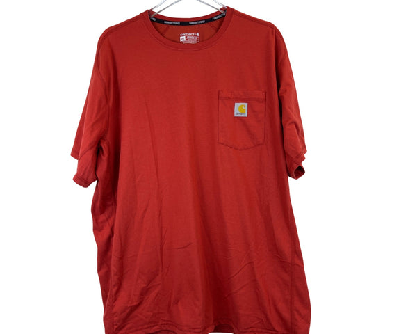 Carhartt Mens Red Cotton Short Sleeve Relaxed Fit T-Shirt With Pocket Size 2XL