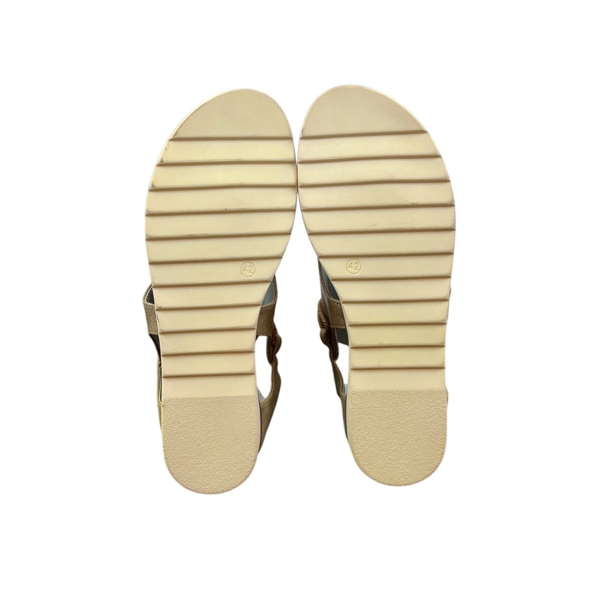 Womens Brown Zipper Back With Toe Loop & Rope Detail Ankle Sandals Size 42