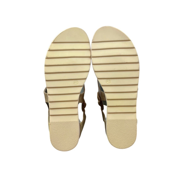 Womens Brown Zipper Back With Toe Loop & Rope Detail Ankle Sandals Size 42