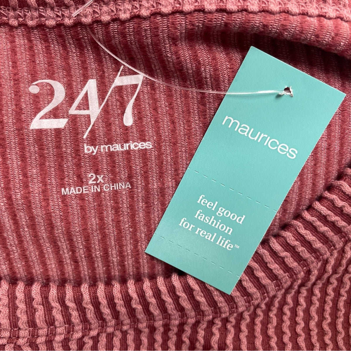 Maurices Women’s Pink Polyester Rayon Ribbed Blouse Size 2X - New