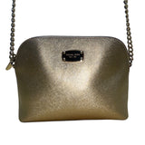 Michael Kors Metallic Gold Tone Chain Strap & Logo Plate Crossbody Bag Sz M