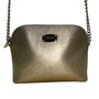 Michael Kors Metallic Gold Tone Chain Strap & Logo Plate Crossbody Bag Sz M