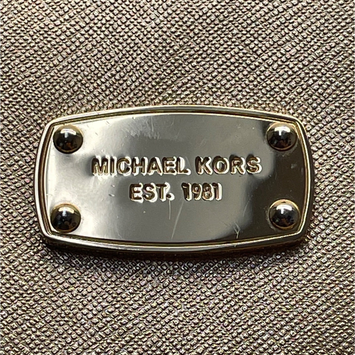 Michael Kors Metallic Gold Tone Chain Strap & Logo Plate Crossbody Bag Sz M