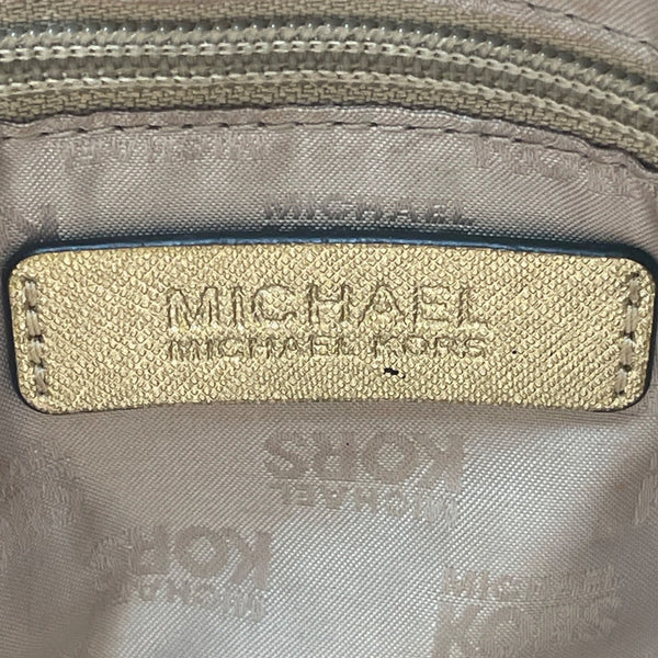 Michael Kors Metallic Gold Tone Chain Strap & Logo Plate Crossbody Bag Sz M