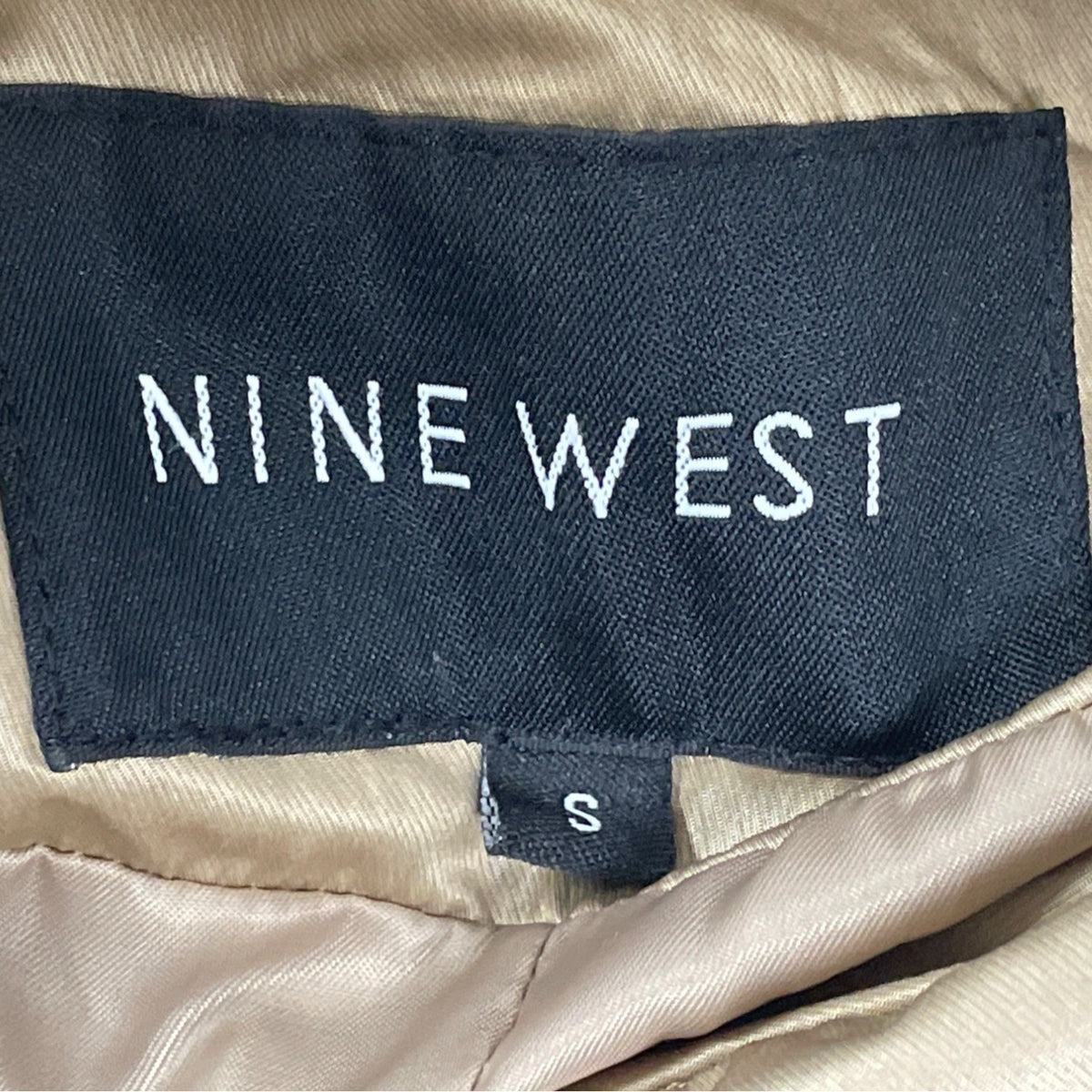 Nine West Women’s Gold Ruffle Cinched Jacket W/ Drawstring Hood Size S