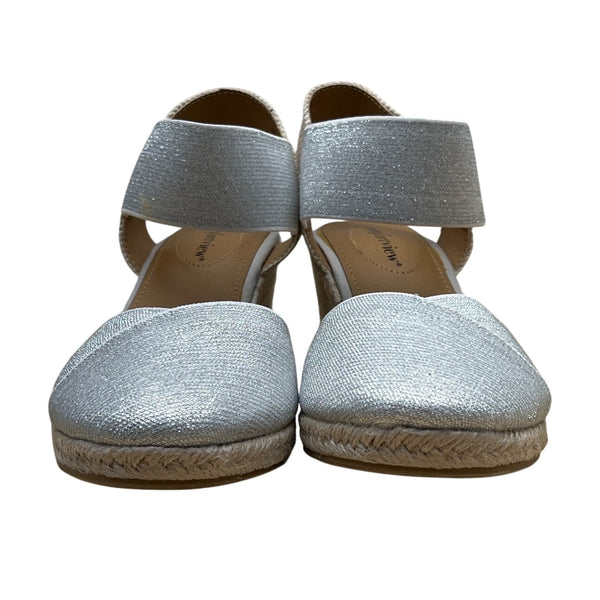 Comfortview Women’s Silver Espadrille Abra Wedge Sandals Size 7.5M - New
