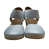Comfortview Women’s Silver Espadrille Abra Wedge Sandals Size 7.5M - New