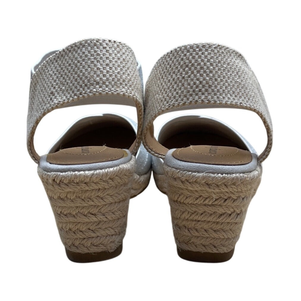 Comfortview Women’s Silver Espadrille Abra Wedge Sandals Size 7.5M - New