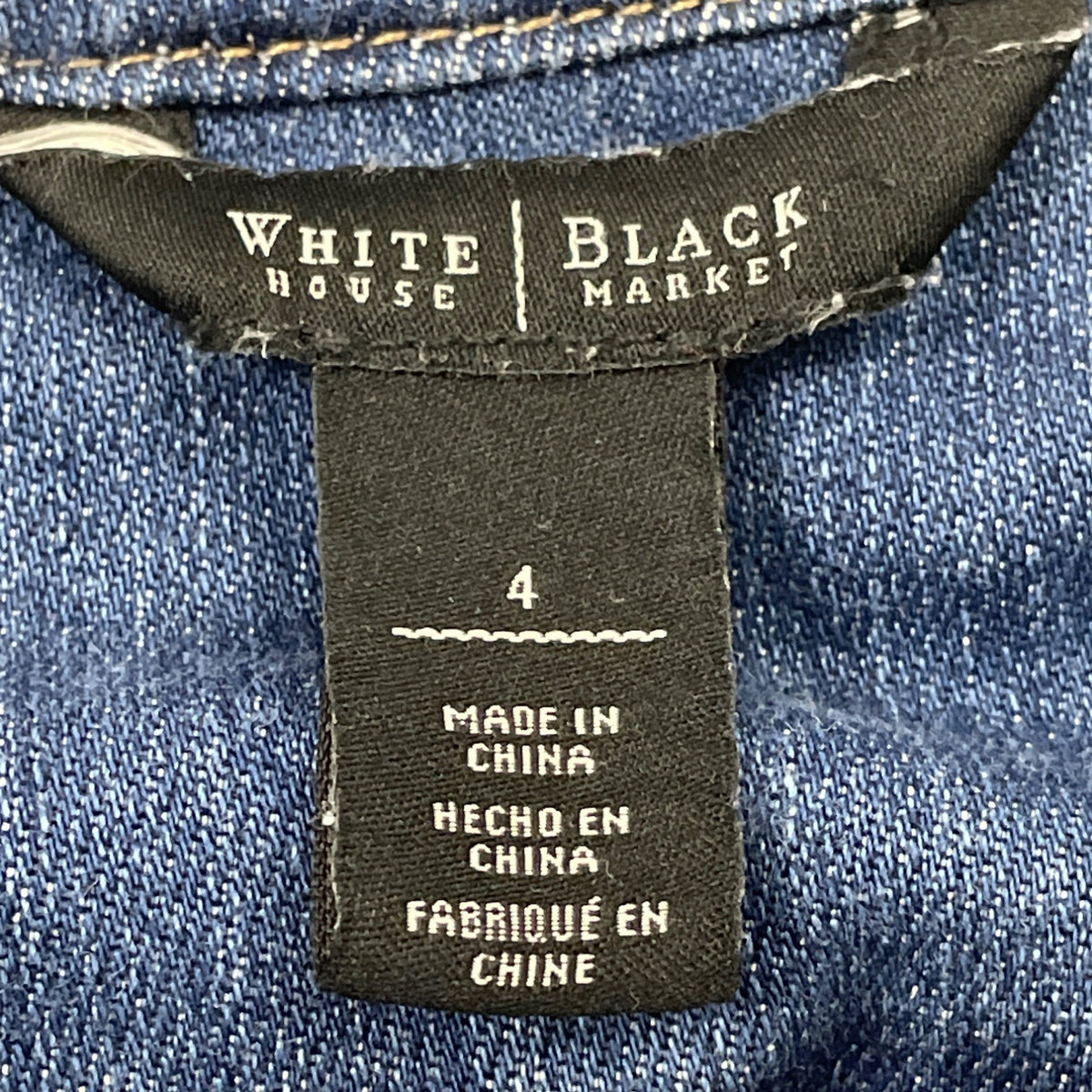 White House Black Market Women’s Blue Denim Button Front Fitted Jacket Size 4