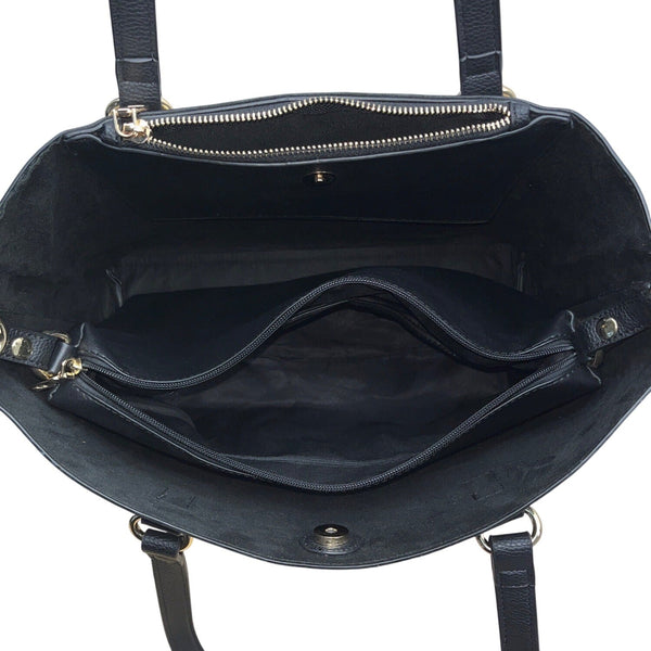 Marc New York Women’s Black Monogram Faux Leather Gold Accent 3-In-1 Tote Bag Sz L