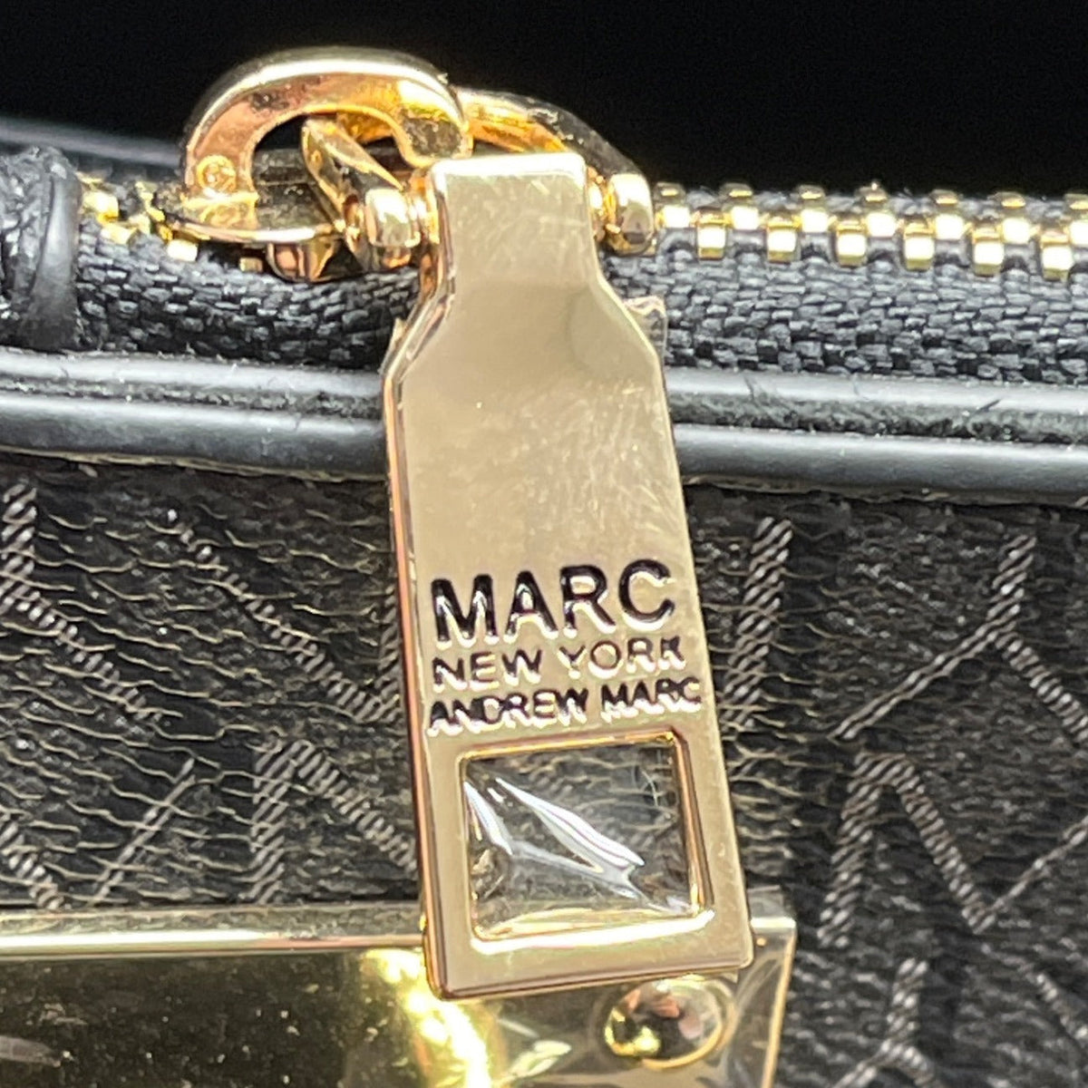 Marc New York Women’s Black Monogram Faux Leather Gold Accent 3-In-1 Tote Bag Sz L