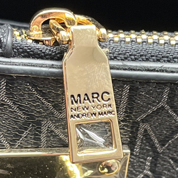 Marc New York Women’s Black Monogram Faux Leather Gold Accent 3-In-1 Tote Bag Sz L