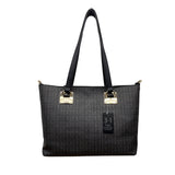 Marc New York Women’s Black Monogram Faux Leather Gold Accent 3-In-1 Tote Bag Sz L