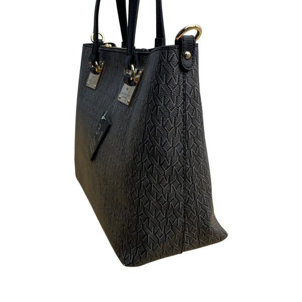 Marc New York Women’s Black Monogram Faux Leather Gold Accent 3-In-1 Tote Bag Sz L