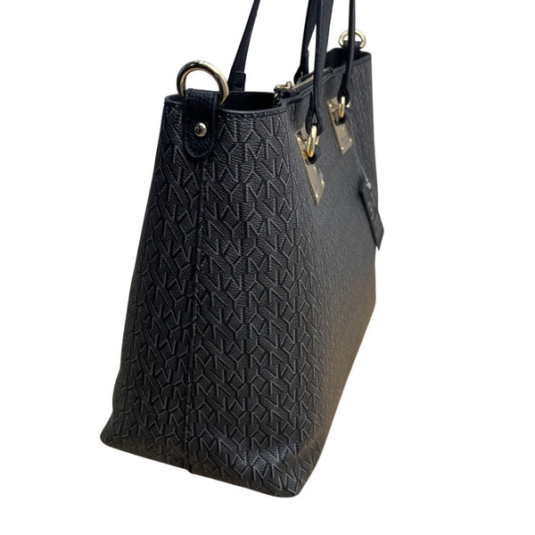 Marc New York Women’s Black Monogram Faux Leather Gold Accent 3-In-1 Tote Bag Sz L
