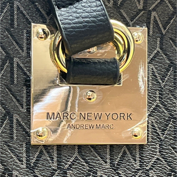 Marc New York Women’s Black Monogram Faux Leather Gold Accent 3-In-1 Tote Bag Sz L