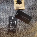 Marc New York Women’s Black Monogram Faux Leather Gold Accent 3-In-1 Tote Bag Sz L