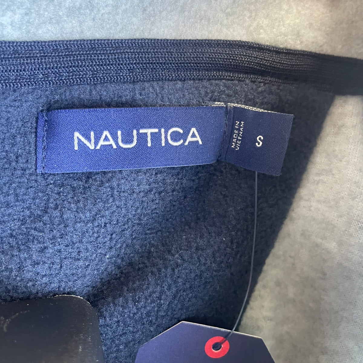 Nautica Mens Gray Navy Fleece Quarter Zip Pullover NAUTEX  Size S