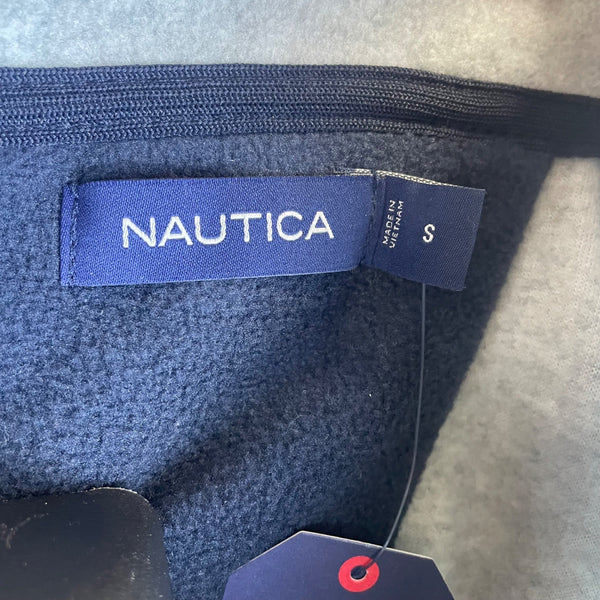 Nautica Mens Gray Navy Fleece Quarter Zip Pullover NAUTEX  Size S