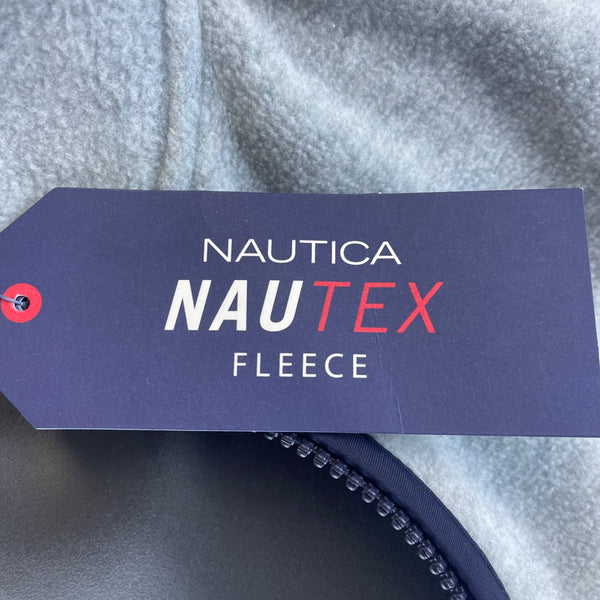 Nautica Mens Gray Navy Fleece Quarter Zip Pullover NAUTEX  Size S