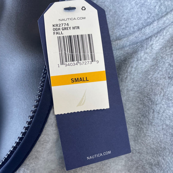 Nautica Mens Gray Navy Fleece Quarter Zip Pullover NAUTEX  Size S