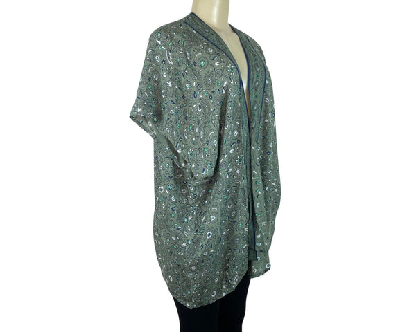Loft Womens Floral Kimono Wrap XS/S Green Pattern Open Front Lightweight- New