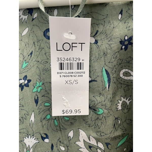 Loft Women's Floral Kimono Wrap XS/S Green Pattern Open Front Lightweight