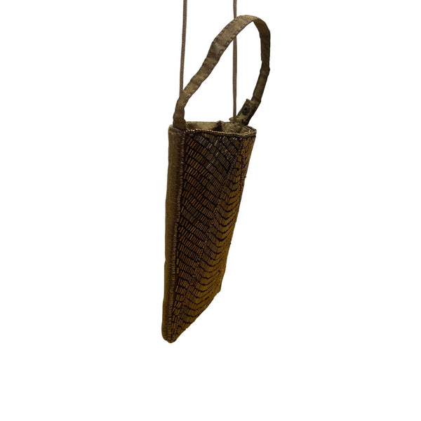 Vintage Bamboo Trading Company Womens Gold Beaded Adjustable Strap Crossbody Bag