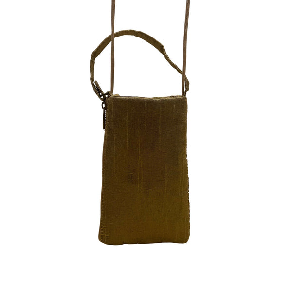 Vintage Bamboo Trading Company Womens Gold Beaded Adjustable Strap Crossbody Bag