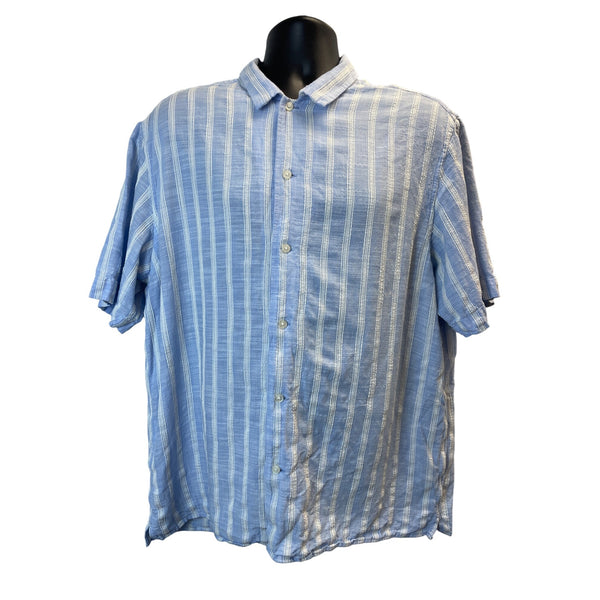 Banana Republic Mens Blue & White Striped Short Sleeve Button-Up Shirt Size L