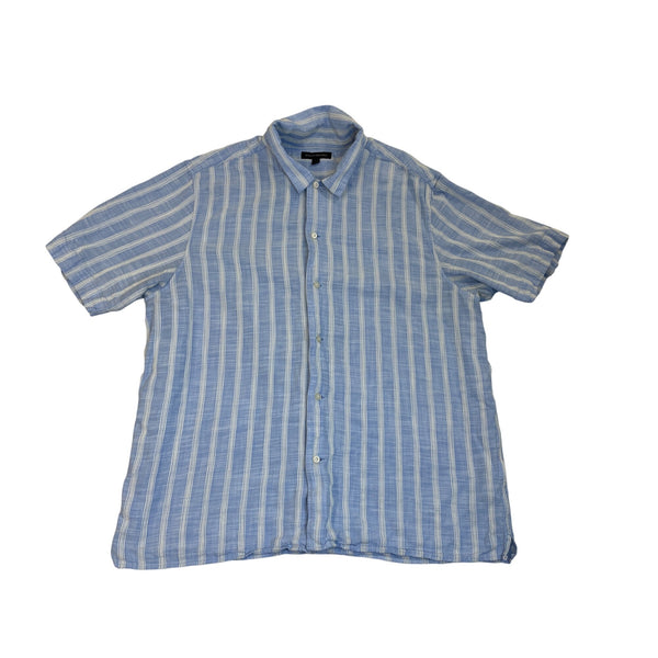 Banana Republic Mens Blue & White Striped Short Sleeve Button-Up Shirt Size L