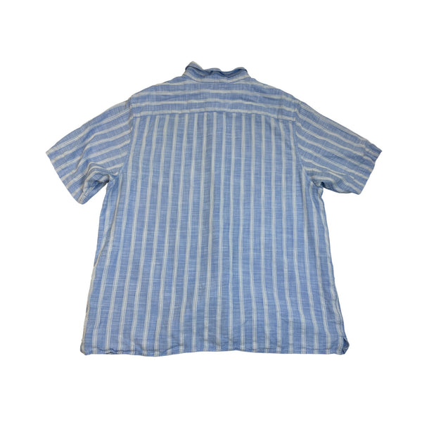 Banana Republic Mens Blue & White Striped Short Sleeve Button-Up Shirt Size L