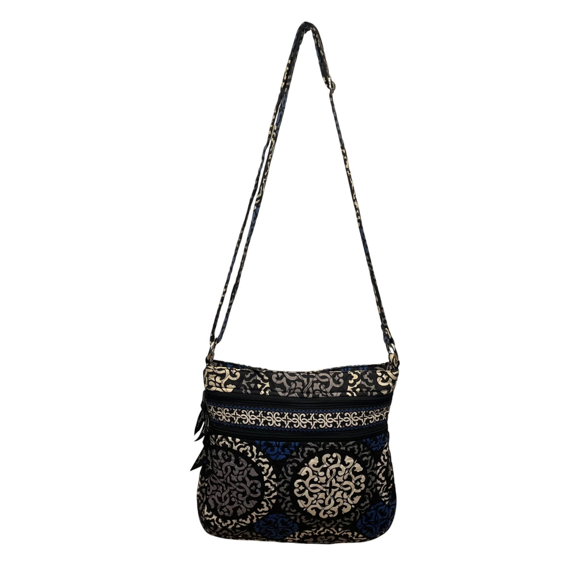 Vera Bradley Women’s Black & Blue Printed Quilted Adjustable Strap Crossbody Bag