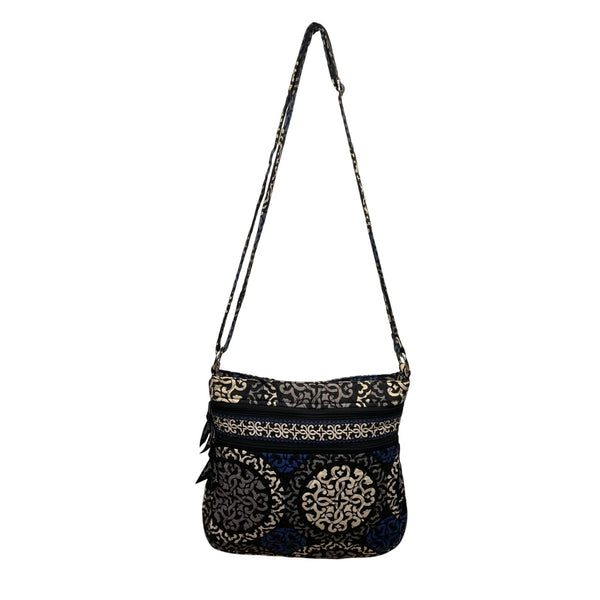 Vera Bradley Women’s Black & Blue Printed Quilted Adjustable Strap Crossbody Bag