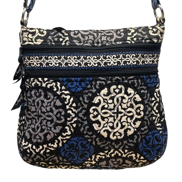 Vera Bradley Women’s Black & Blue Printed Quilted Adjustable Strap Crossbody Bag