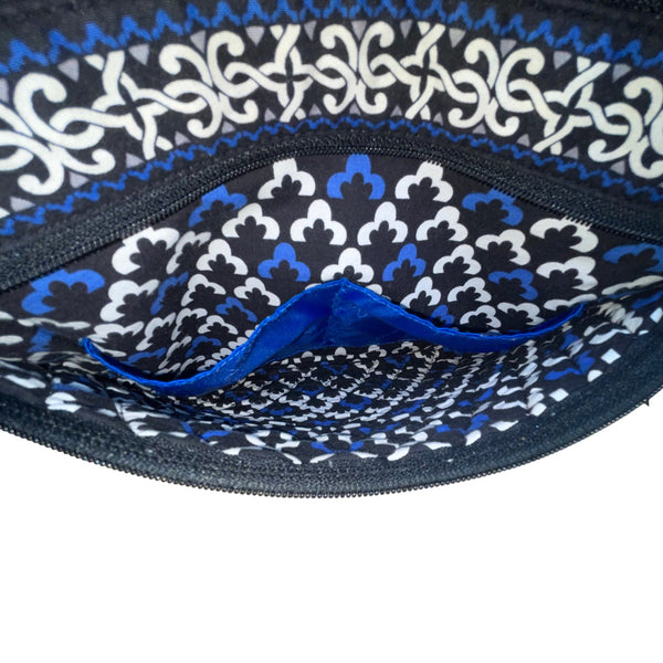 Vera Bradley Women’s Black & Blue Printed Quilted Adjustable Strap Crossbody Bag